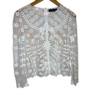 Polo Ralph Lauren White Floral Crochet Top Small